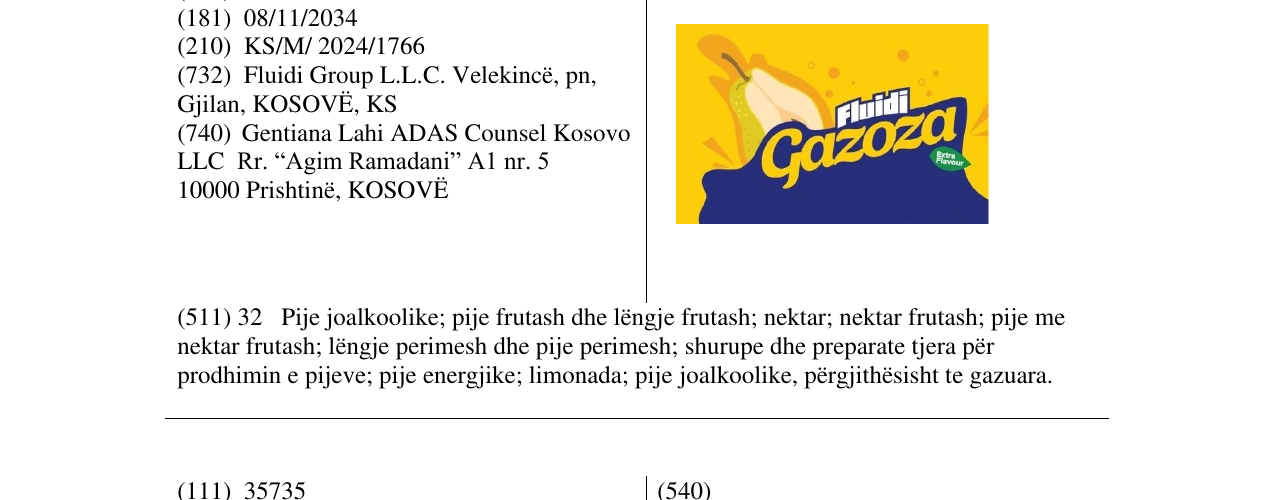 Zëri i markës Fluidi Gazoza në buletin