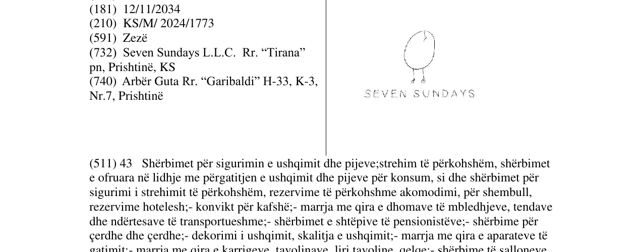 Zëri i markës SEVEN SUNDAYS në buletin