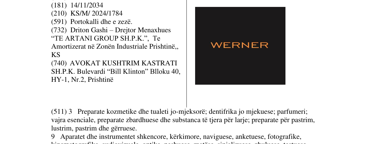 Zëri i markës WERNER në buletin