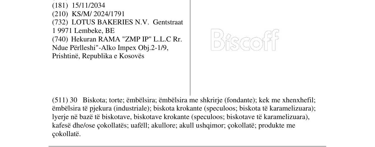 Zëri i markës Biscoff në buletin
