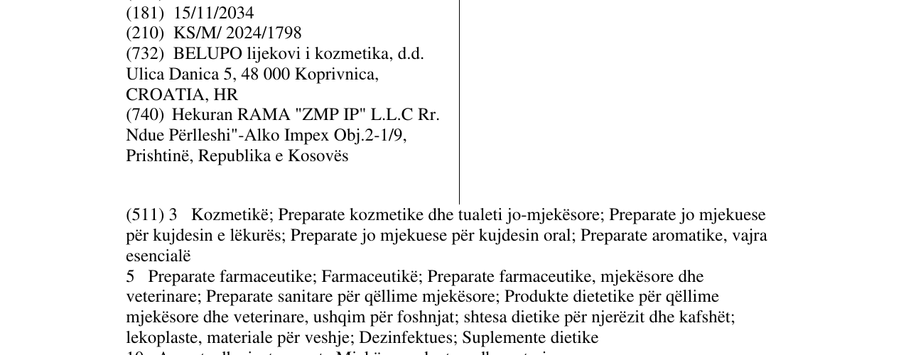Zëri i markës Belupo në buletin