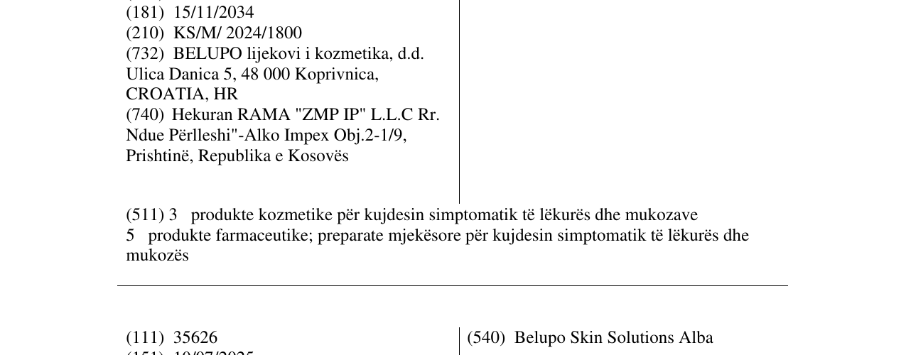 Zëri i markës Belupo Skin Solutions Apsoria në buletin