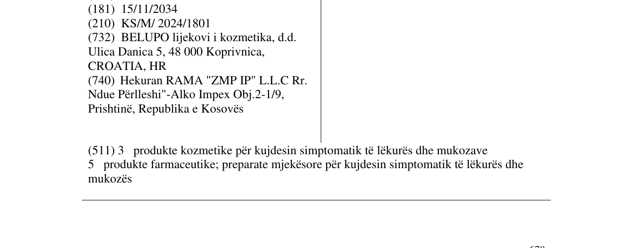 Zëri i markës Belupo Skin Solutions Alba në buletin
