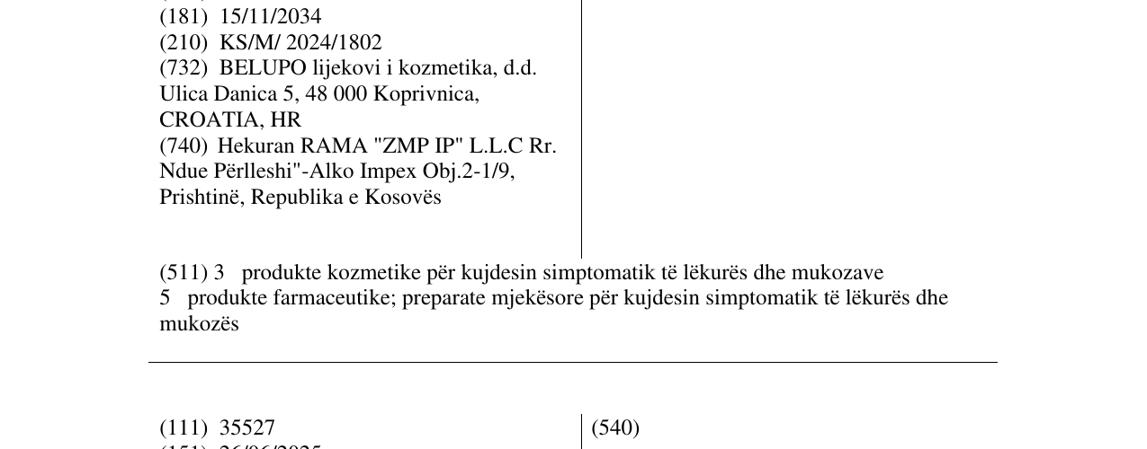 Zëri i markës Belupo Skin Solutions Askar në buletin