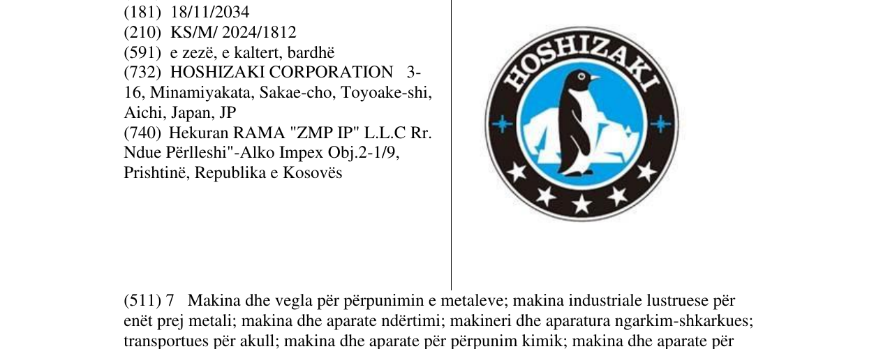 Zëri i markës HOSHIZAKI në buletin