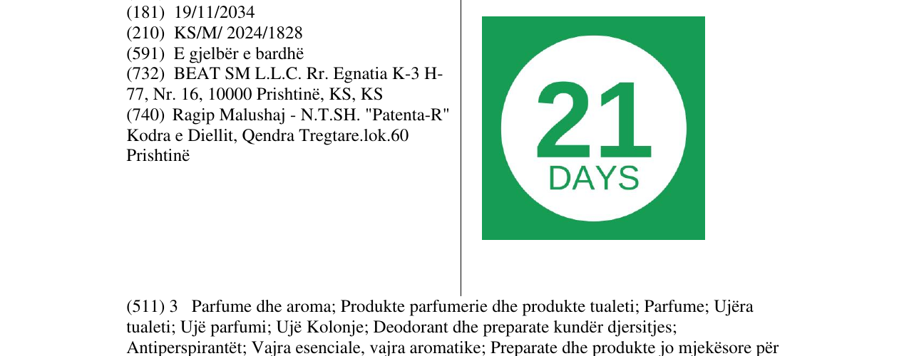Zëri i markës 21 DAYS në buletin