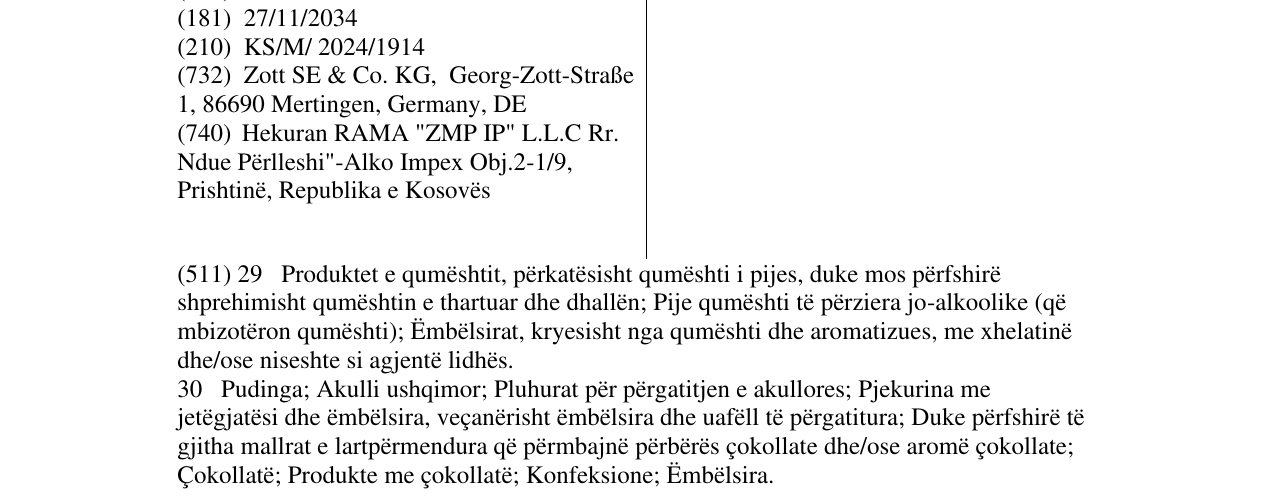 Zëri i markës MONTE COOKIES në buletin