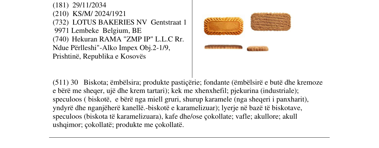 Zëri i markës biskota në buletin