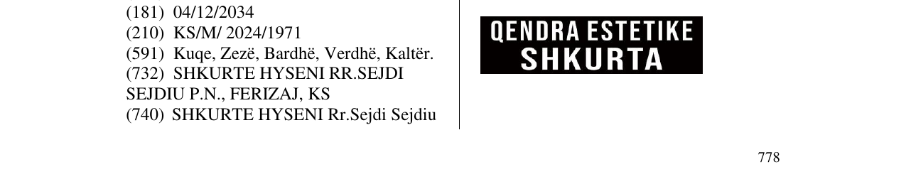 Zëri i markës QENDRA ESTETIKE SHKURTA në buletin