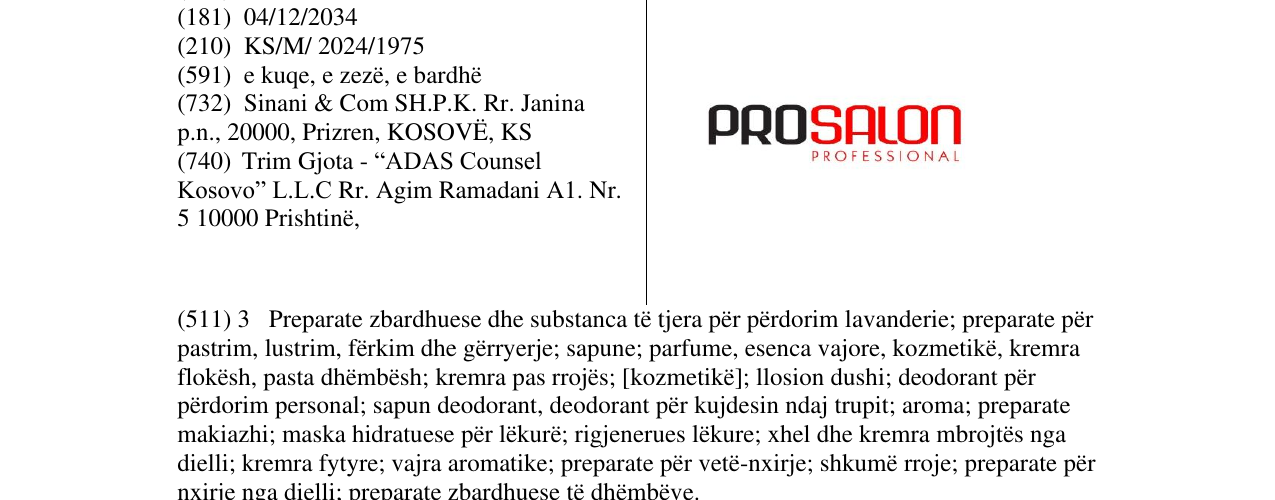Zëri i markës PROSALON në buletin