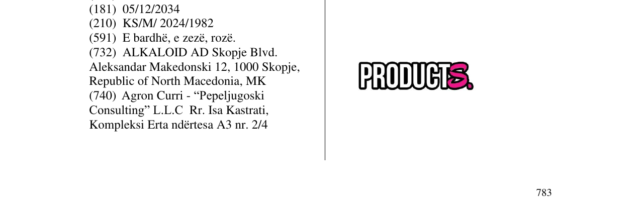 Zëri i markës PRODUCTS në buletin