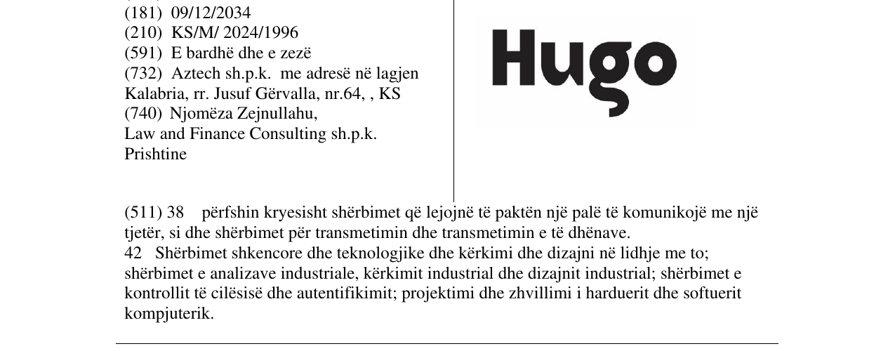Zëri i markës Hugo në buletin