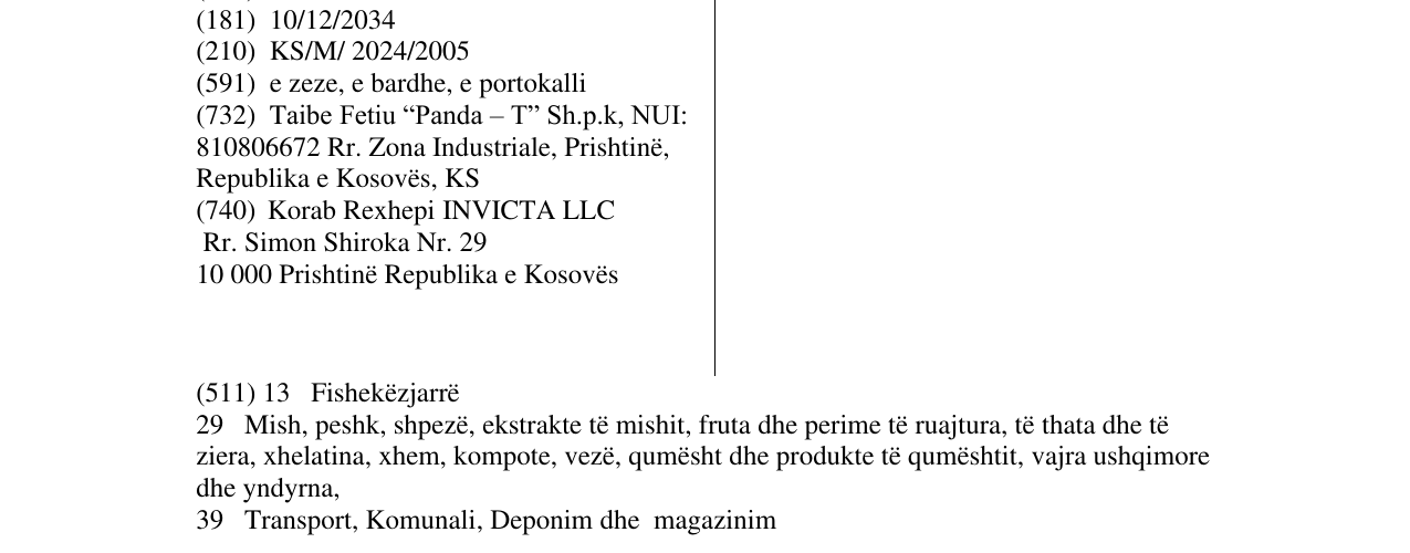 Zëri i markës PANDA - T në buletin