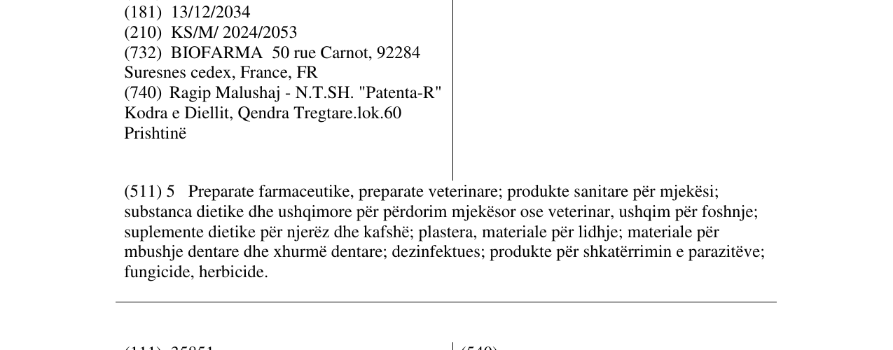 Zëri i markës PRESTILAM në buletin