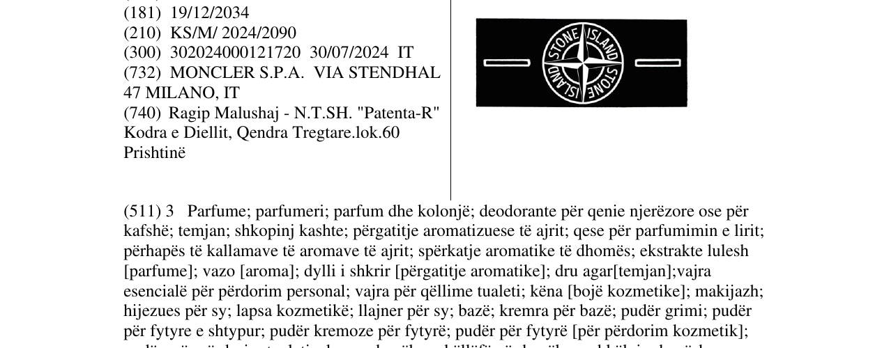Zëri i markës STONE ISLAND në buletin