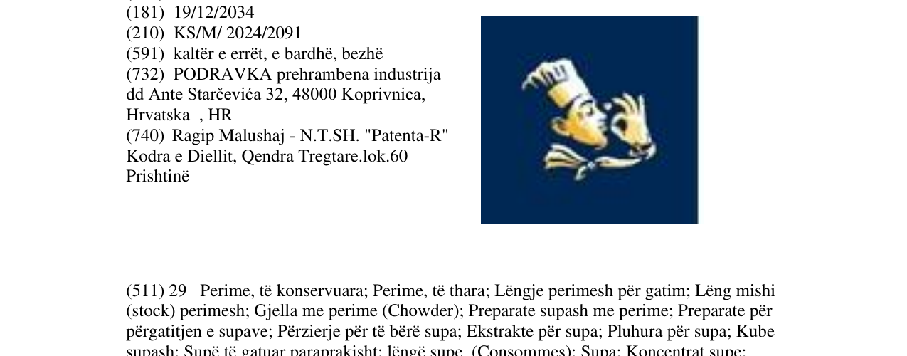 Zëri i markës CHEF PODRAVKA në buletin