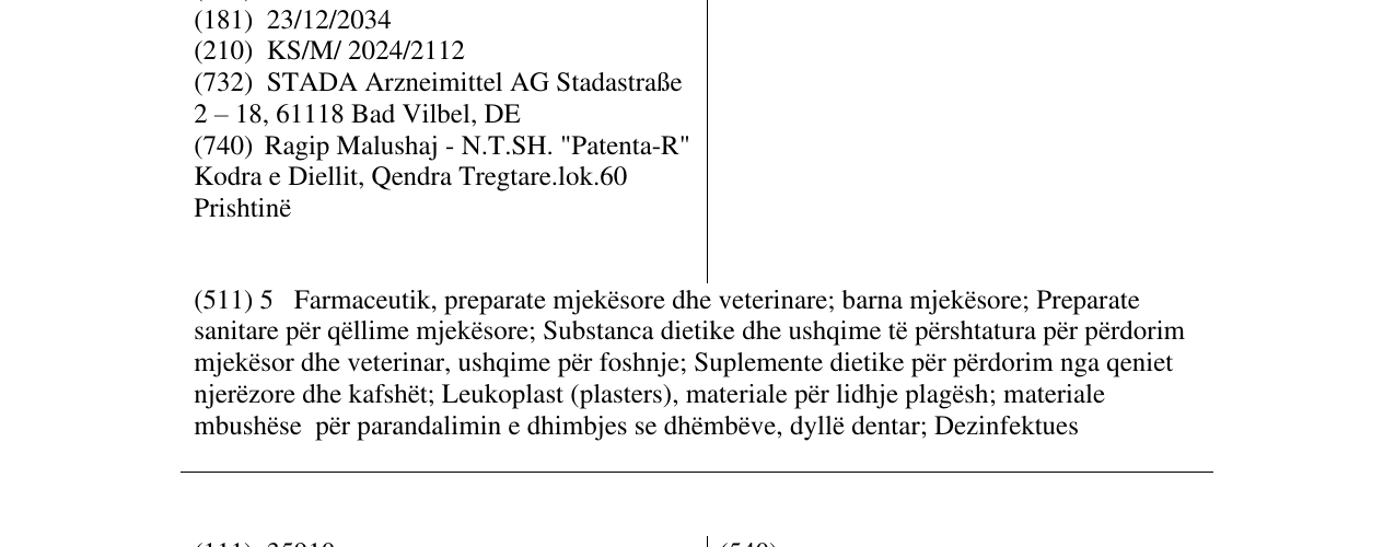 Zëri i markës KEFDENSIS në buletin