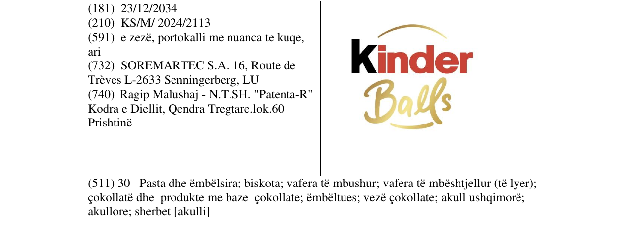 Zëri i markës KINDER Balls në buletin