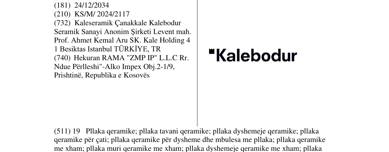 Zëri i markës Kalebodur në buletin