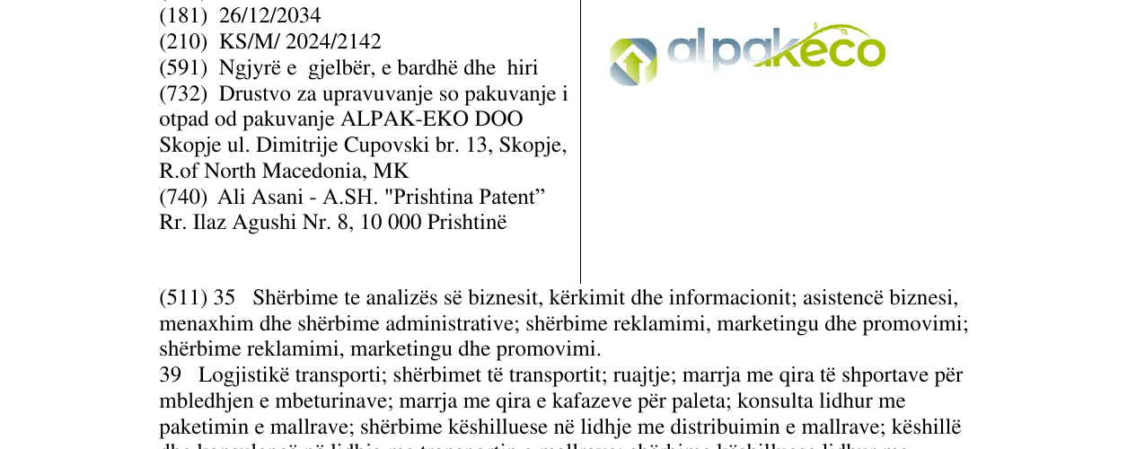 Zëri i markës alpakeco në buletin