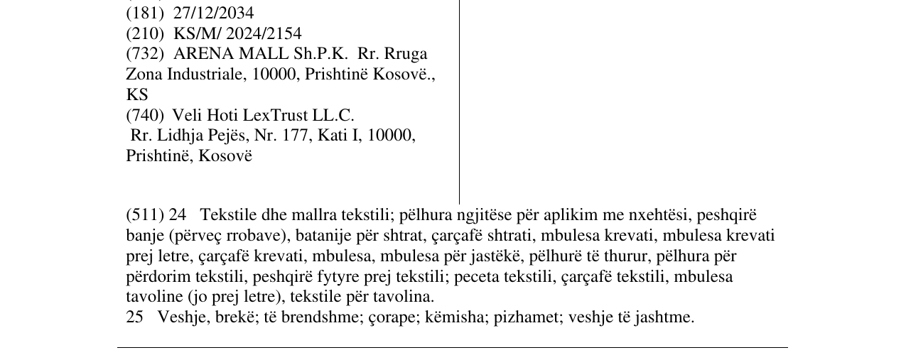 Zëri i markës Gigotto në buletin