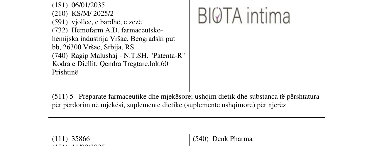 Zëri i markës BIOTA intima në buletin