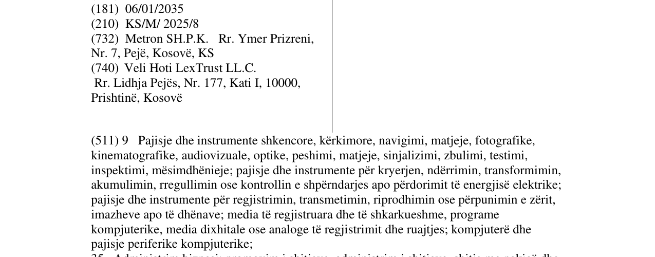 Zëri i markës Metron në buletin
