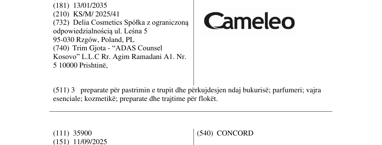 Zëri i markës Cameleo në buletin