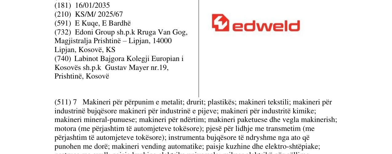 Zëri i markës edweld në buletin