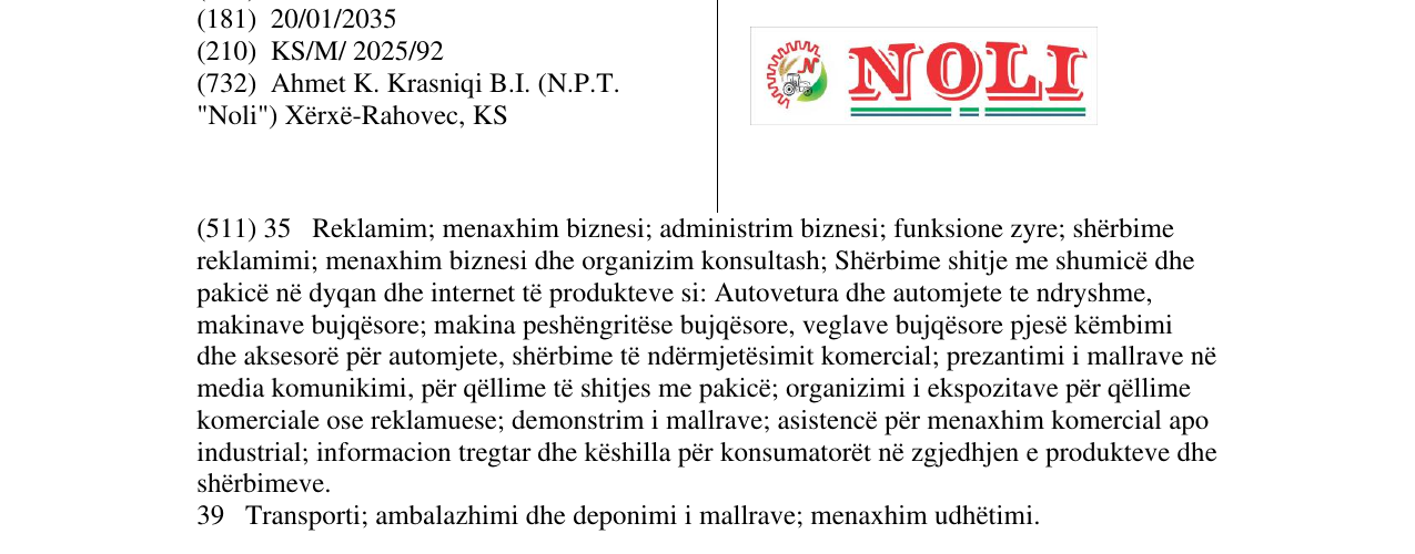 Zëri i markës NOLI në buletin