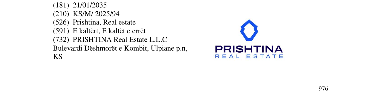 Zëri i markës PRISHTINA REAL ESTATE në buletin
