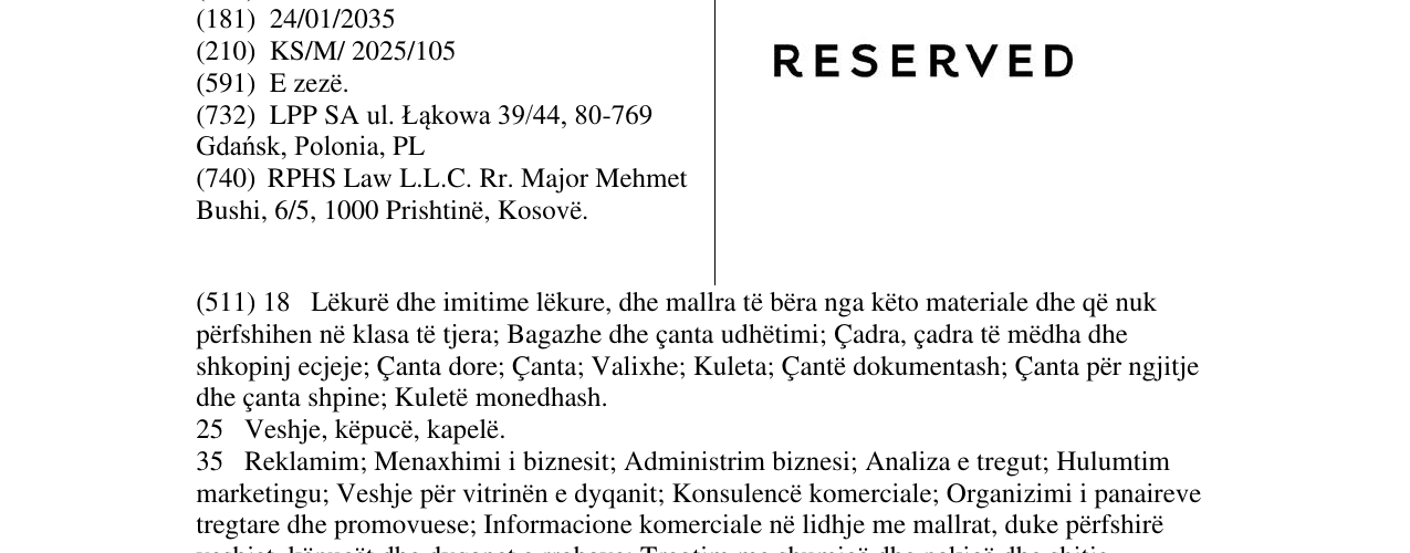 Zëri i markës RESERVED në buletin