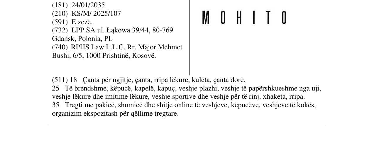Zëri i markës MOHITO në buletin