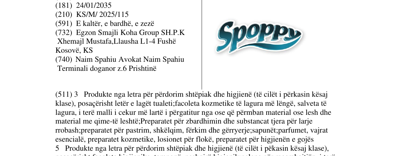 Zëri i markës Spoppy në buletin