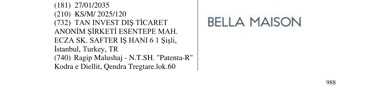 Zëri i markës BELLA MAISON në buletin