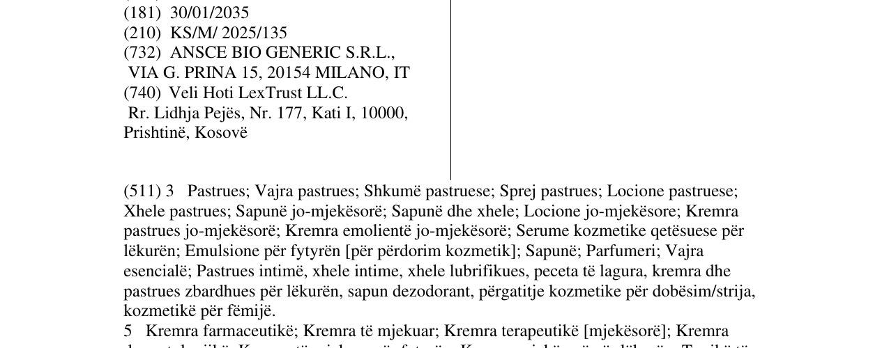 Zëri i markës DERMOXEN në buletin