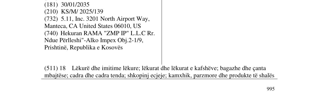Zëri i markës 5.11 në buletin