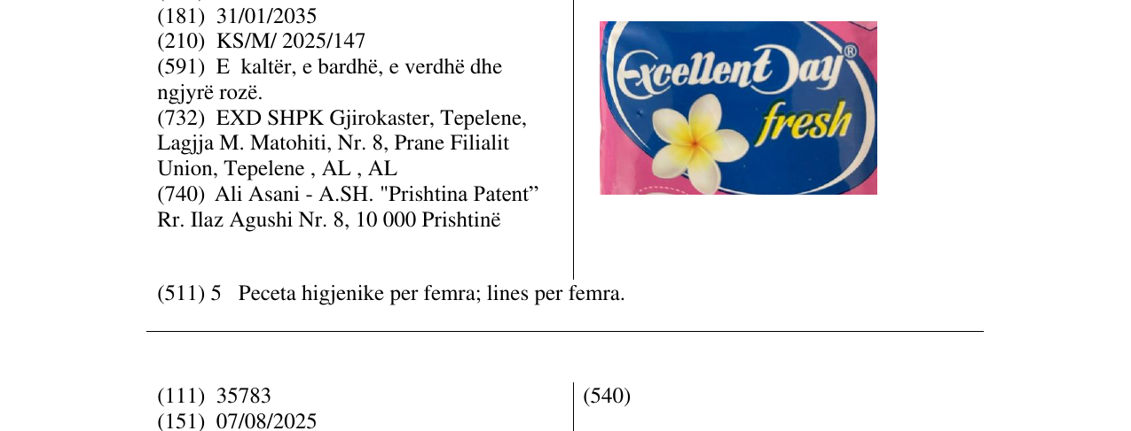 Zëri i markës Exellent Day fresh në buletin