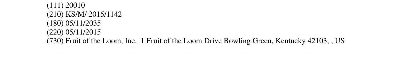Zëri i markës FRUIT OF THE LOOM në buletin