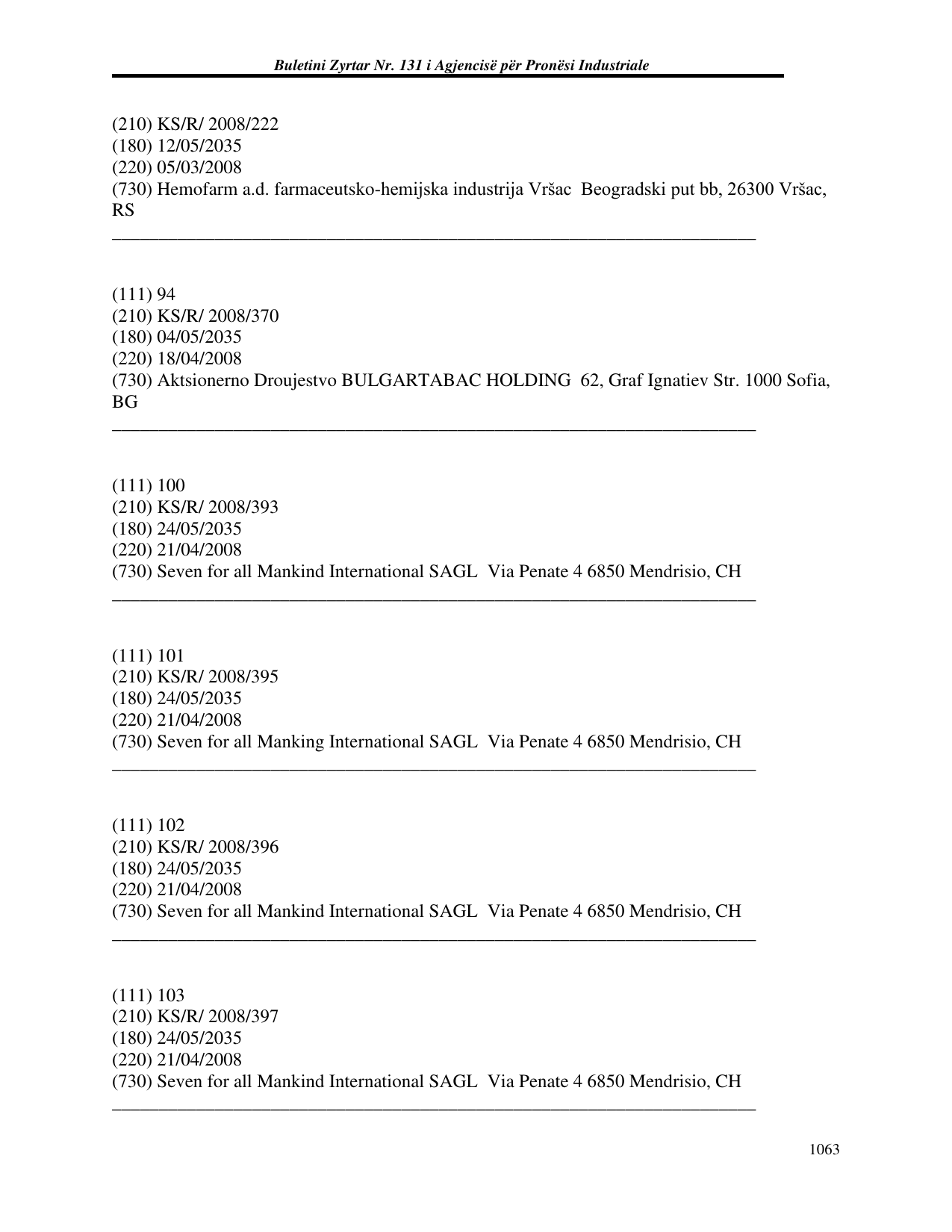 Faqja 1063 e buletinit