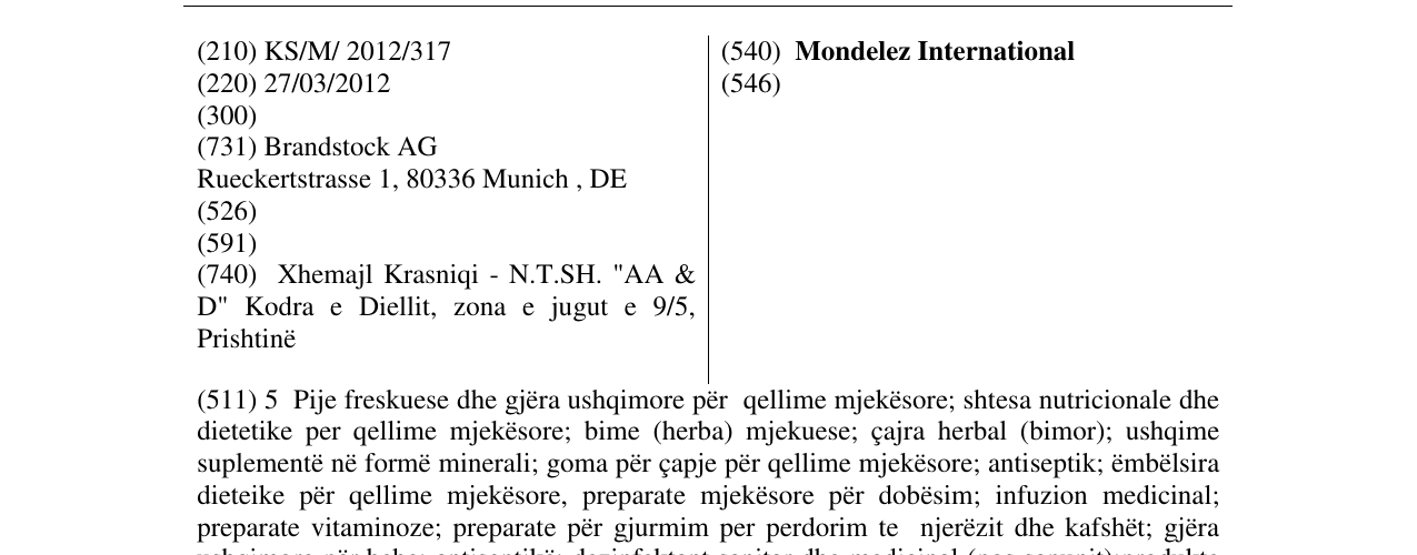 Zëri i markës Mondelez International në buletin