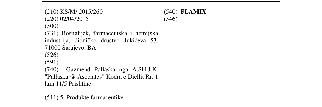 Zëri i markës FLAMIX në buletin