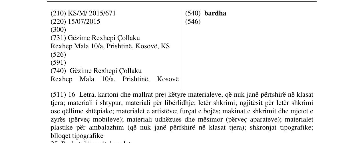 Zëri i markës bardha në buletin