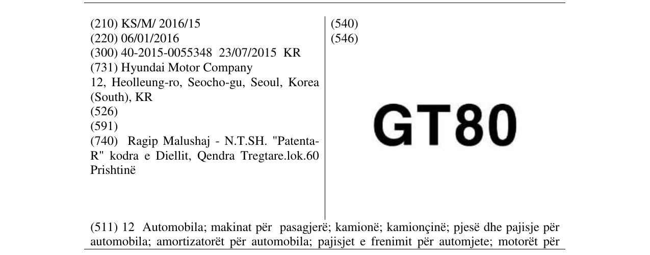 Zëri i markës GT80 në buletin