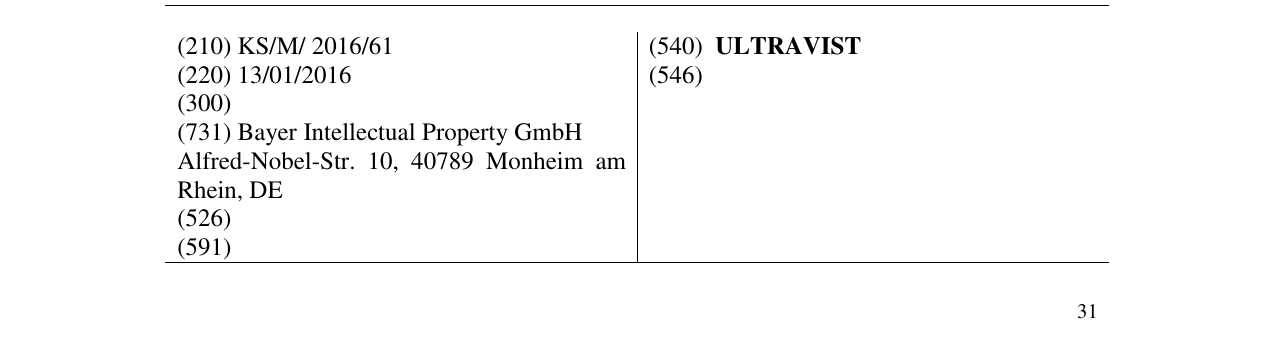 Zëri i markës ULTRAVIST në buletin