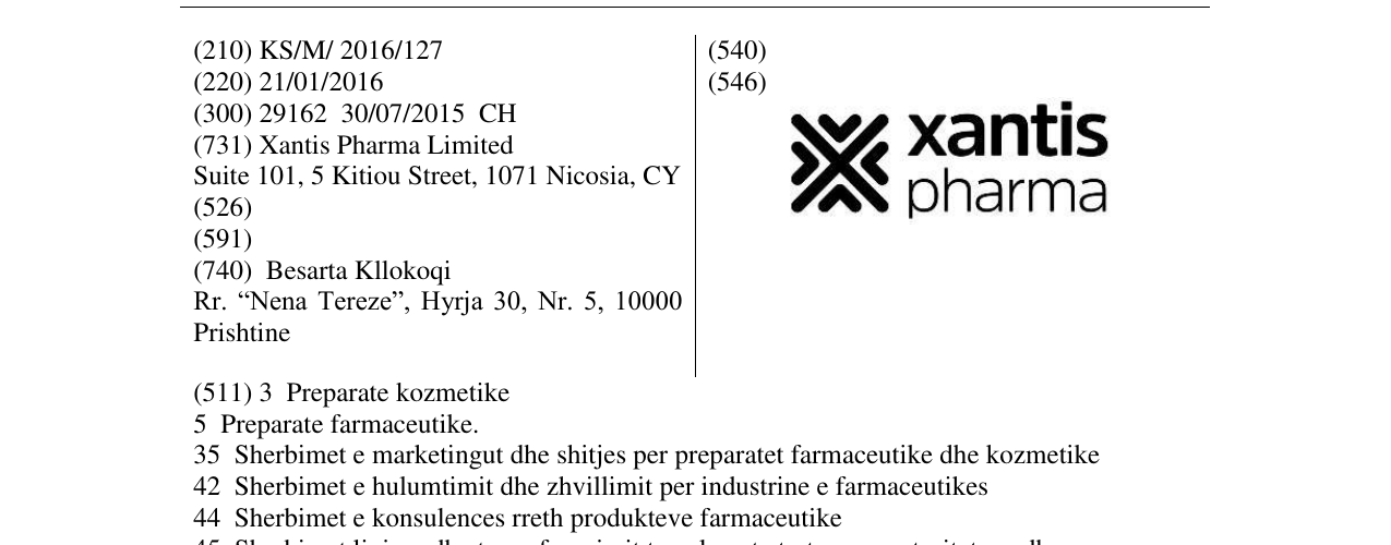 Zëri i markës xantis pharma në buletin