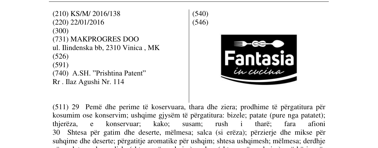 Zëri i markës Fantasia in cucina në buletin