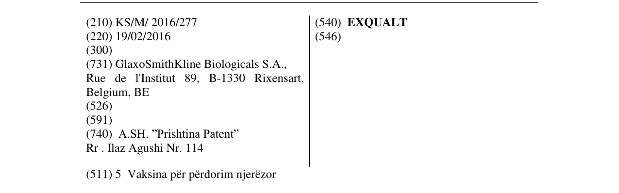 Zëri i markës EXQUALT në buletin