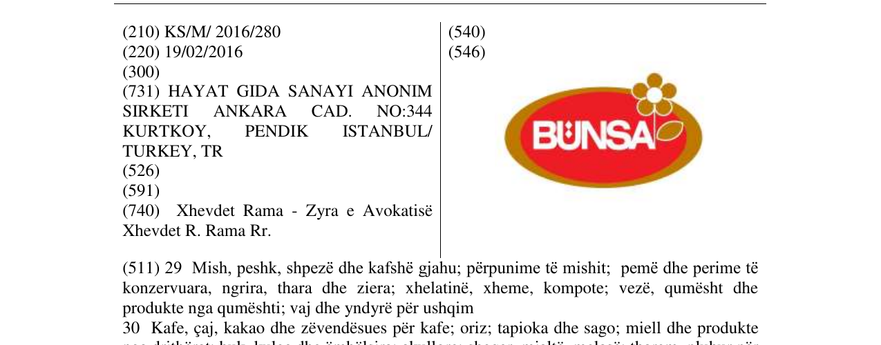 Zëri i markës BUNSA në buletin
