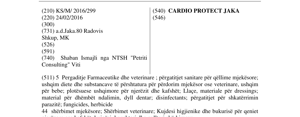 Zëri i markës CARDIO PROTECT JAKA në buletin